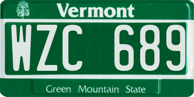 VT license plate WZC689