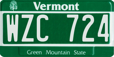 VT license plate WZC724
