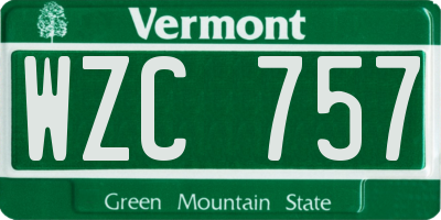 VT license plate WZC757