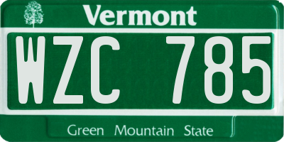 VT license plate WZC785