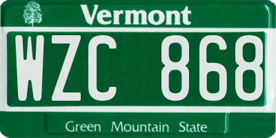 VT license plate WZC868