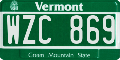 VT license plate WZC869