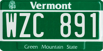 VT license plate WZC891