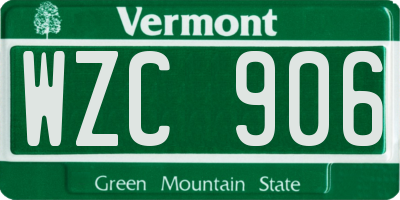 VT license plate WZC906