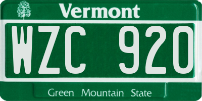 VT license plate WZC920