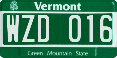 VT license plate WZD016