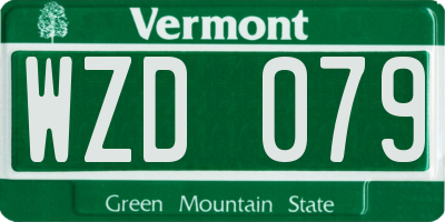 VT license plate WZD079