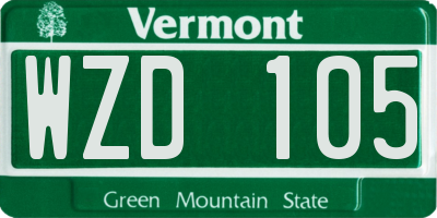 VT license plate WZD105