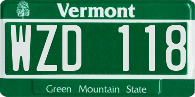 VT license plate WZD118