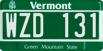 VT license plate WZD131