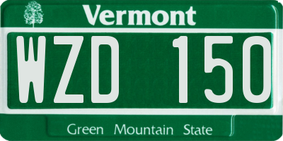 VT license plate WZD150