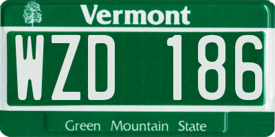 VT license plate WZD186