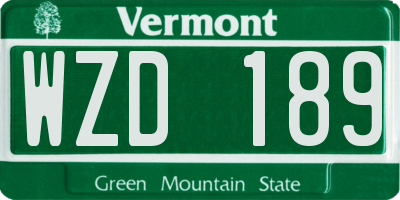 VT license plate WZD189
