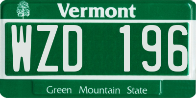 VT license plate WZD196