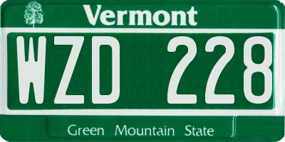 VT license plate WZD228