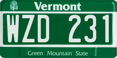VT license plate WZD231
