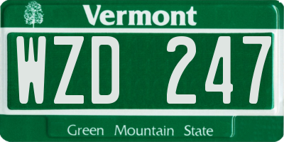 VT license plate WZD247