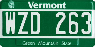 VT license plate WZD263