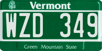 VT license plate WZD349