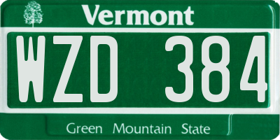 VT license plate WZD384