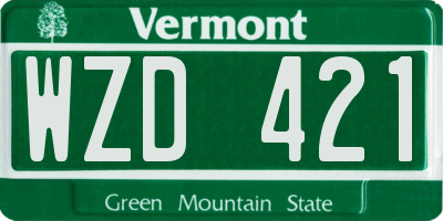 VT license plate WZD421