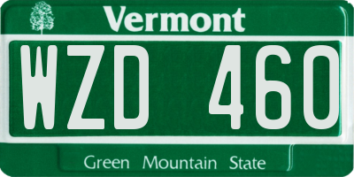 VT license plate WZD460