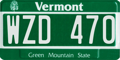 VT license plate WZD470