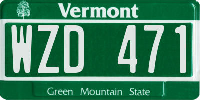 VT license plate WZD471