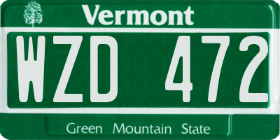 VT license plate WZD472