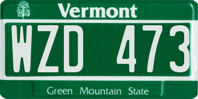 VT license plate WZD473