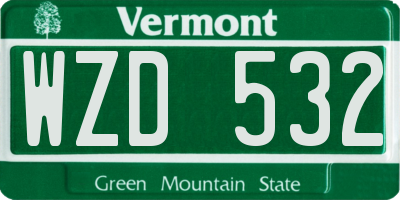 VT license plate WZD532