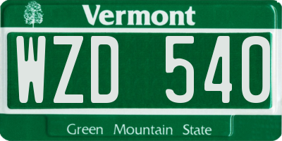 VT license plate WZD540