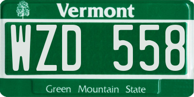 VT license plate WZD558