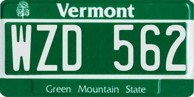 VT license plate WZD562