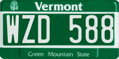 VT license plate WZD588