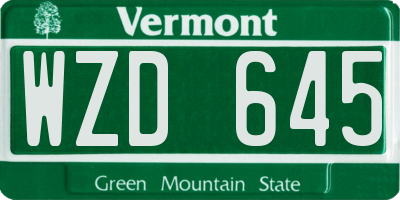 VT license plate WZD645