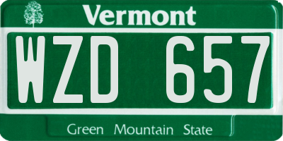 VT license plate WZD657
