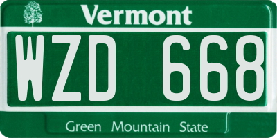 VT license plate WZD668