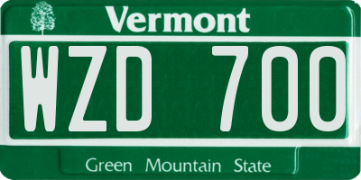VT license plate WZD700