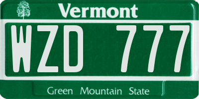 VT license plate WZD777