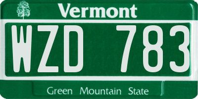 VT license plate WZD783