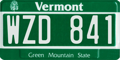 VT license plate WZD841