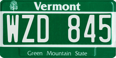 VT license plate WZD845
