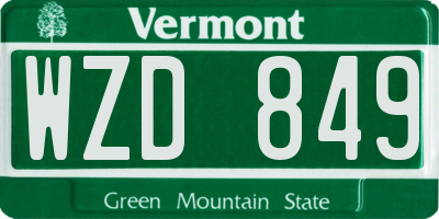 VT license plate WZD849