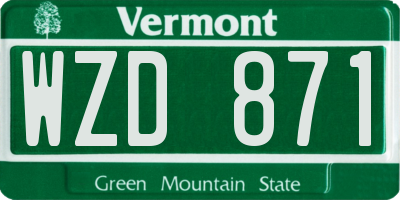 VT license plate WZD871