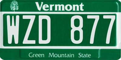 VT license plate WZD877