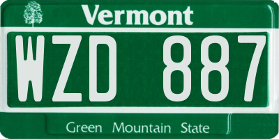 VT license plate WZD887