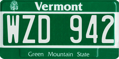 VT license plate WZD942