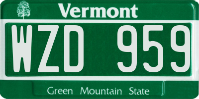 VT license plate WZD959