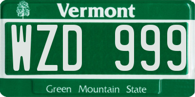 VT license plate WZD999